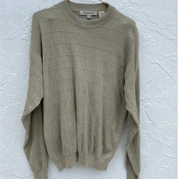 Pronto Uomo Mens Striped Pattern Long Sleeve Sweater Beige Sz XL - Picture 1 of 8